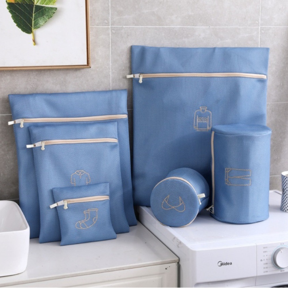 【A&R】馬卡色系加厚款洗衣袋 北歐藍 超值8件組 -北歐藍, , large