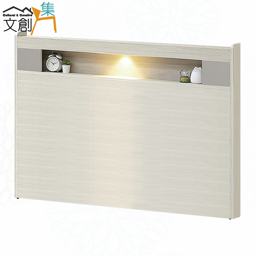 【文創集】艾蘿5尺雙人夜燈床頭片(不含床底＋不含床墊)(客約商品), , large