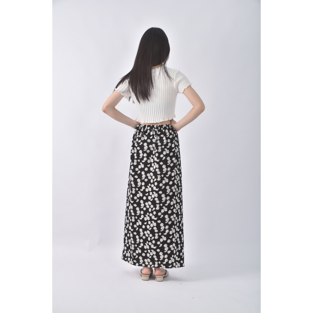 (L) 質感花花黑色長裙二手衣, , large