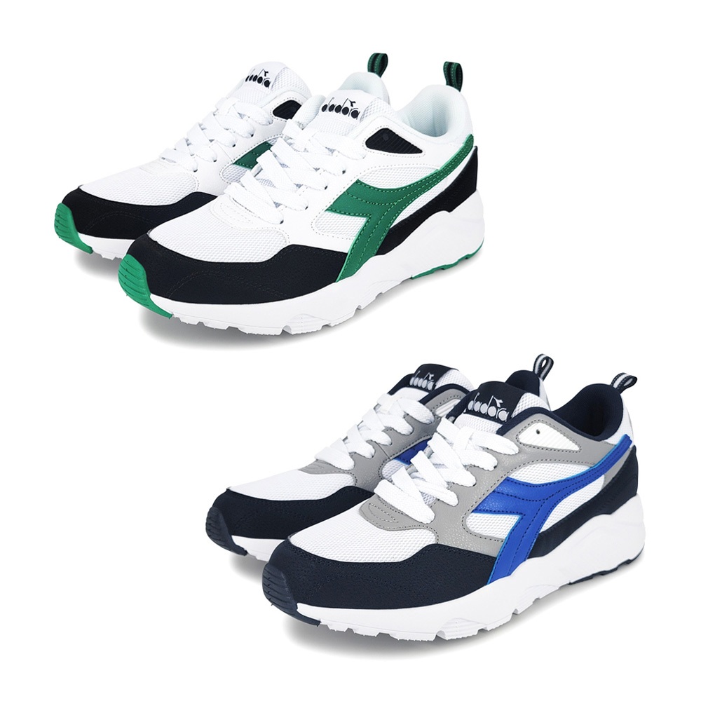 DIADORA迪亞多那 復古時尚運動鞋 男運動鞋 男鞋 拼接 反光 寬楦 輕量 吸震 減壓 乳膠鞋墊 止滑 白綠 白藍, , large