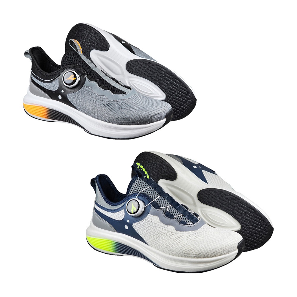 DIADORA迪亞多那 閃電輕量慢跑鞋 男運動鞋 男鞋 時尚 透氣 便利旋鈕 吸震 減壓 輕量 彈力 棉鞋墊 灰黑 白藍, , large