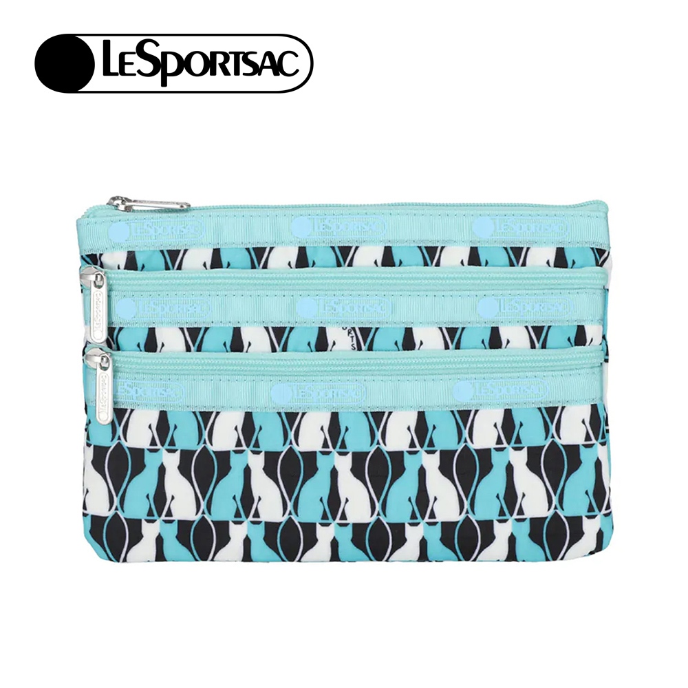 |快速出貨|Lesportsac 3-zip Cosmetic 三層拉鍊化妝包 - 鏡中貓影, , large