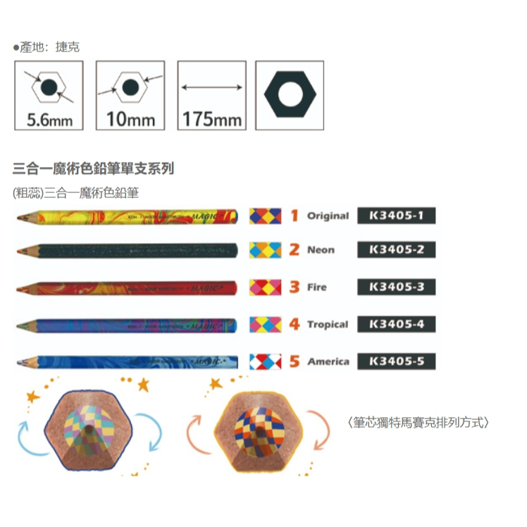 普思AP 【KOH-I-NOOR】3合1魔術色鉛筆 單支 K3405-3, , large
