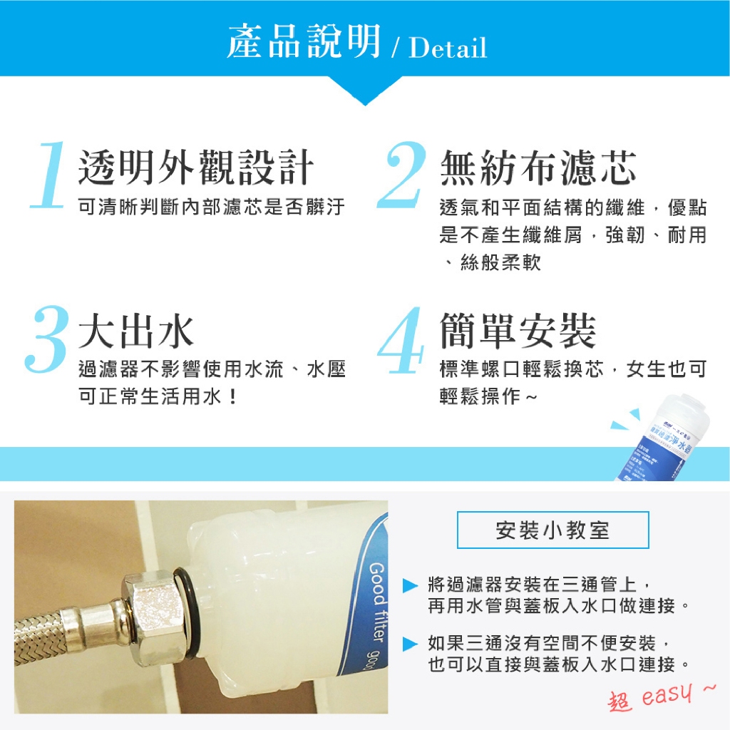 ITAI免插電免治專用淨水過濾器(不含免治馬桶本體)濾心 HG206V(O型) HG104D(U型)專用 濾水器, , large