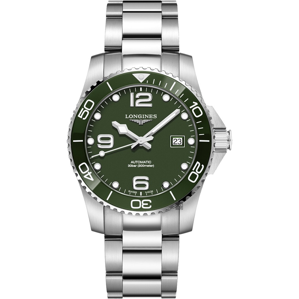 LONGINES 浪琴 深海征服者浪鬼陶瓷潛水機械錶-綠x銀/43mm L37824066, , large
