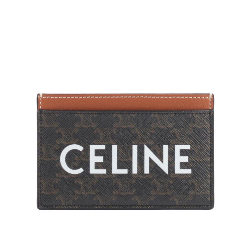 CELINETRIOMPHE Logo 印花名片/卡片夾/焦糖色, , large