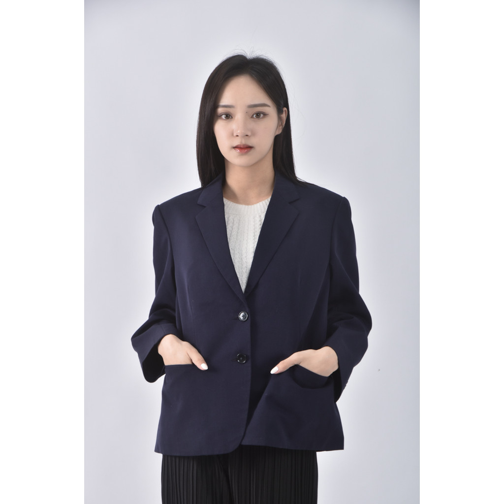 (L) 西裝素面藍色外套二手衣, , large