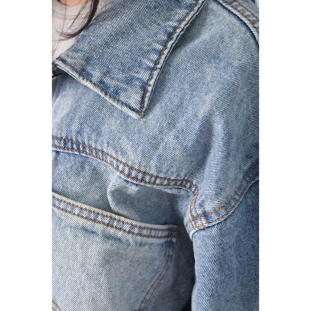 (XL) story prada韓牌丹寧牛仔排扣藍色外套二手衣, , large