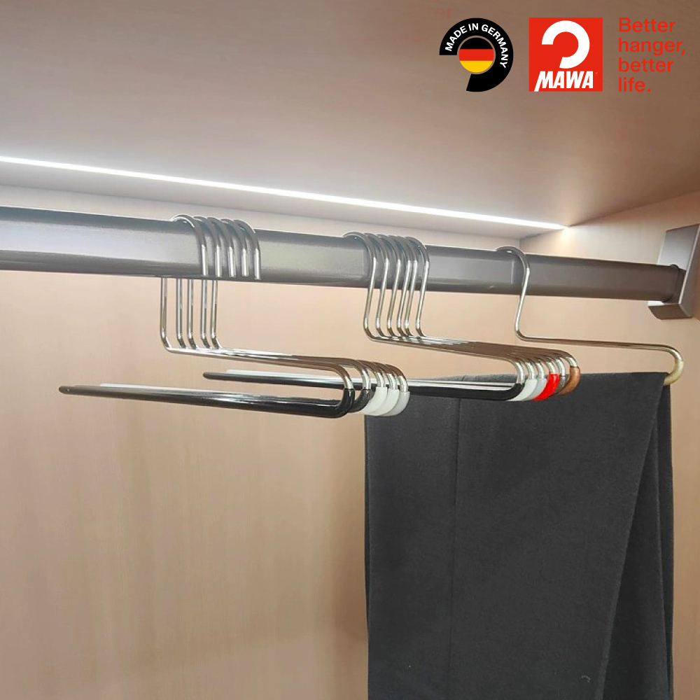 【德國MAWA】德國原裝進口 無痕止滑 多功能單排褲架35cm 20入/黑, , large
