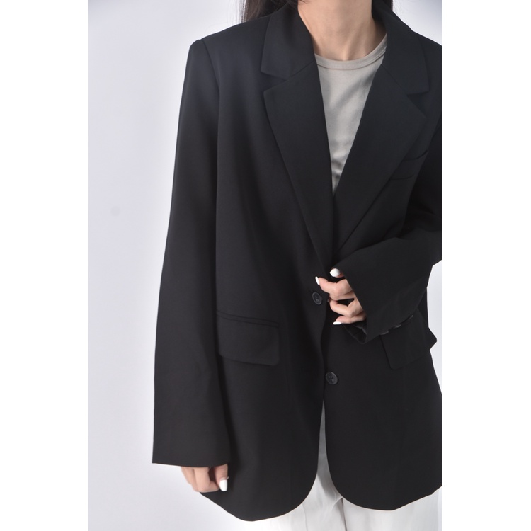 (M) wear to eat西裝寬鬆黑色外套二手衣, , large