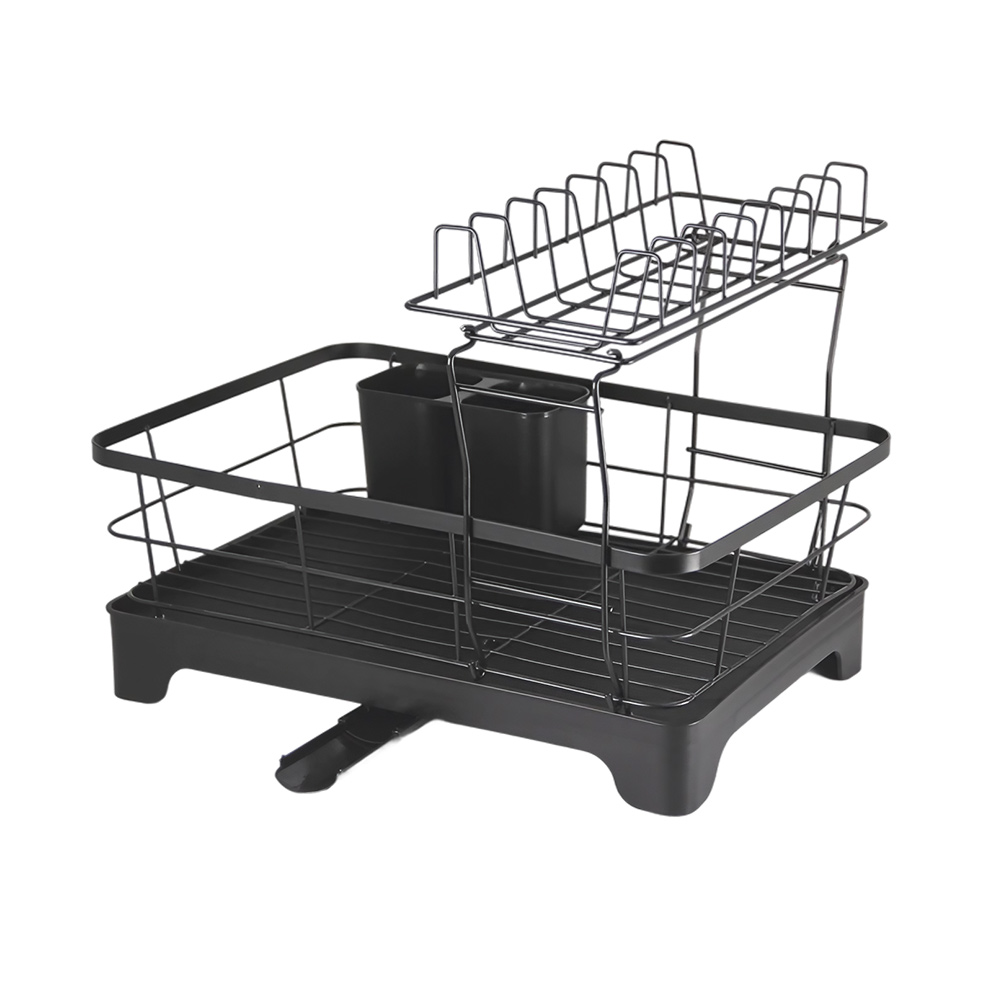 SHCJ 雙層碗盤瀝水架【曜石黑】水槽瀝水架 廚房置物架 瀝水架 碗盤收納架 廚房瀝水架 置物架 水槽置物架, , large