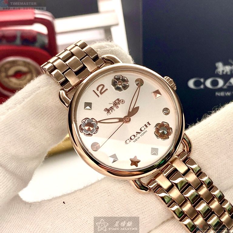 [星晴錶業]COACH手錶,36mm,CH00036白色錶面玫瑰金錶殼玫瑰金色精鋼錶帶款, , large