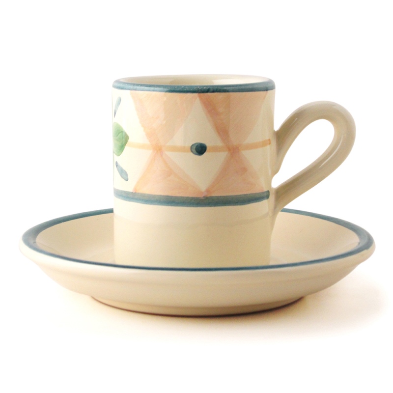 [豐名日本餐具] 咖啡杯組 手繪藍圈黃菱葉 M-STYLE / C00CS1-34, , large