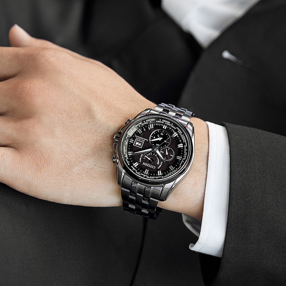 CITIZEN 星辰 亞洲限定款 光動能萬年曆電波手錶 AT9127-80E, , large