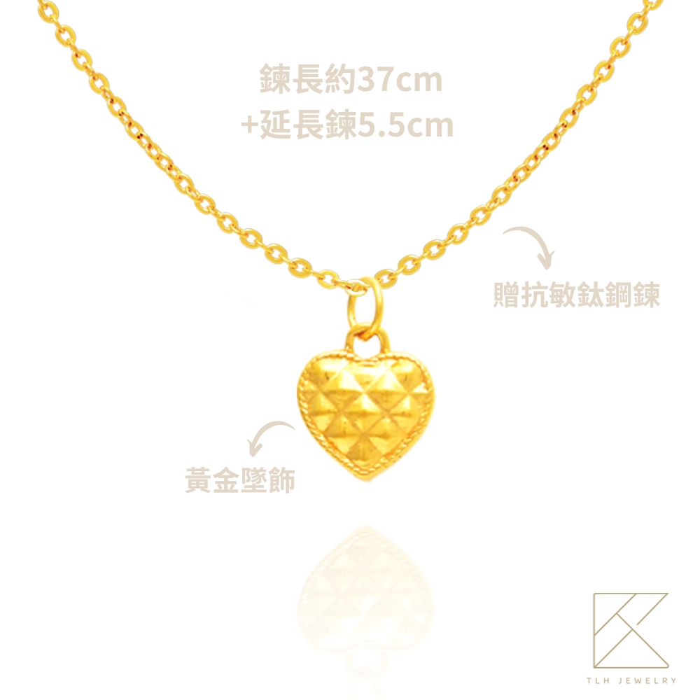 【TLH】黃金墜項鍊禮盒 純金999多選 心動時刻 約重0.07錢±0.01 (七夕情人節 生日), , large