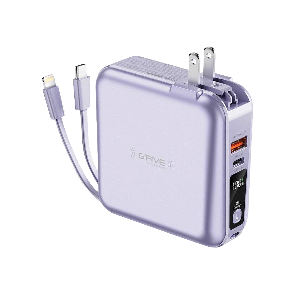 【Besthot】G-FIVE GP-W10S 10000mAh五合一22.5W PD+QC3.0自帶線行動電源, , large