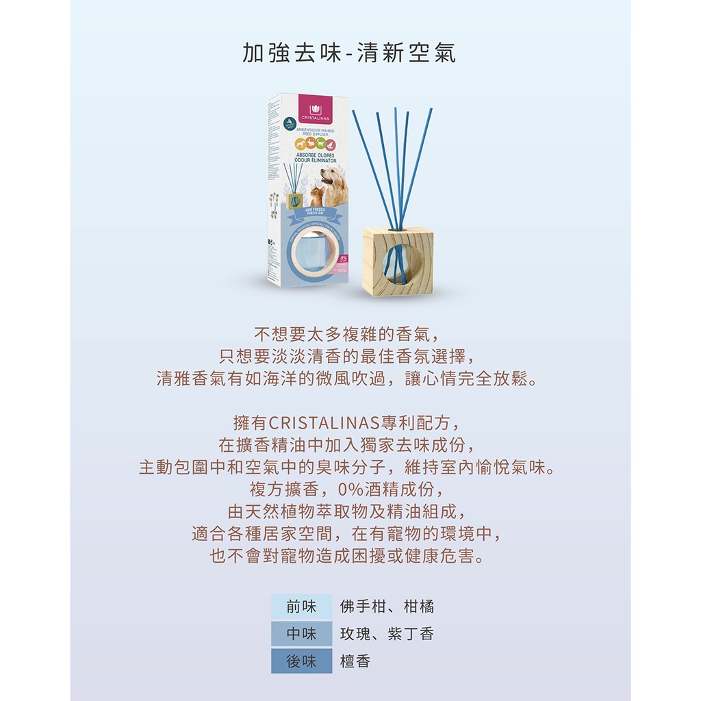 [西班牙CRISTALINAS]無酒精小方框植萃香氛擴香(30ML)- -清新空氣【去味加強版】, , large
