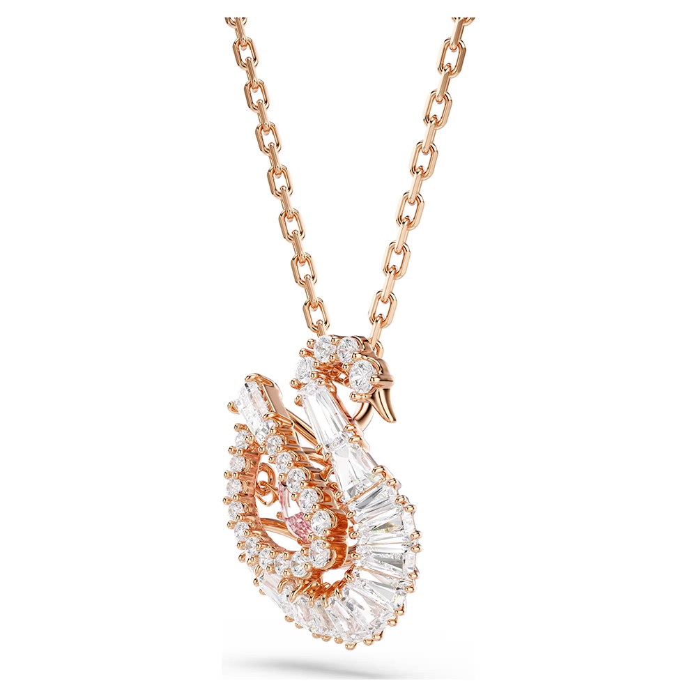 SWAROVSKI 施華洛世奇 Swan 天鵝優雅律動 粉紅色水晶項鍊(5732414), , large