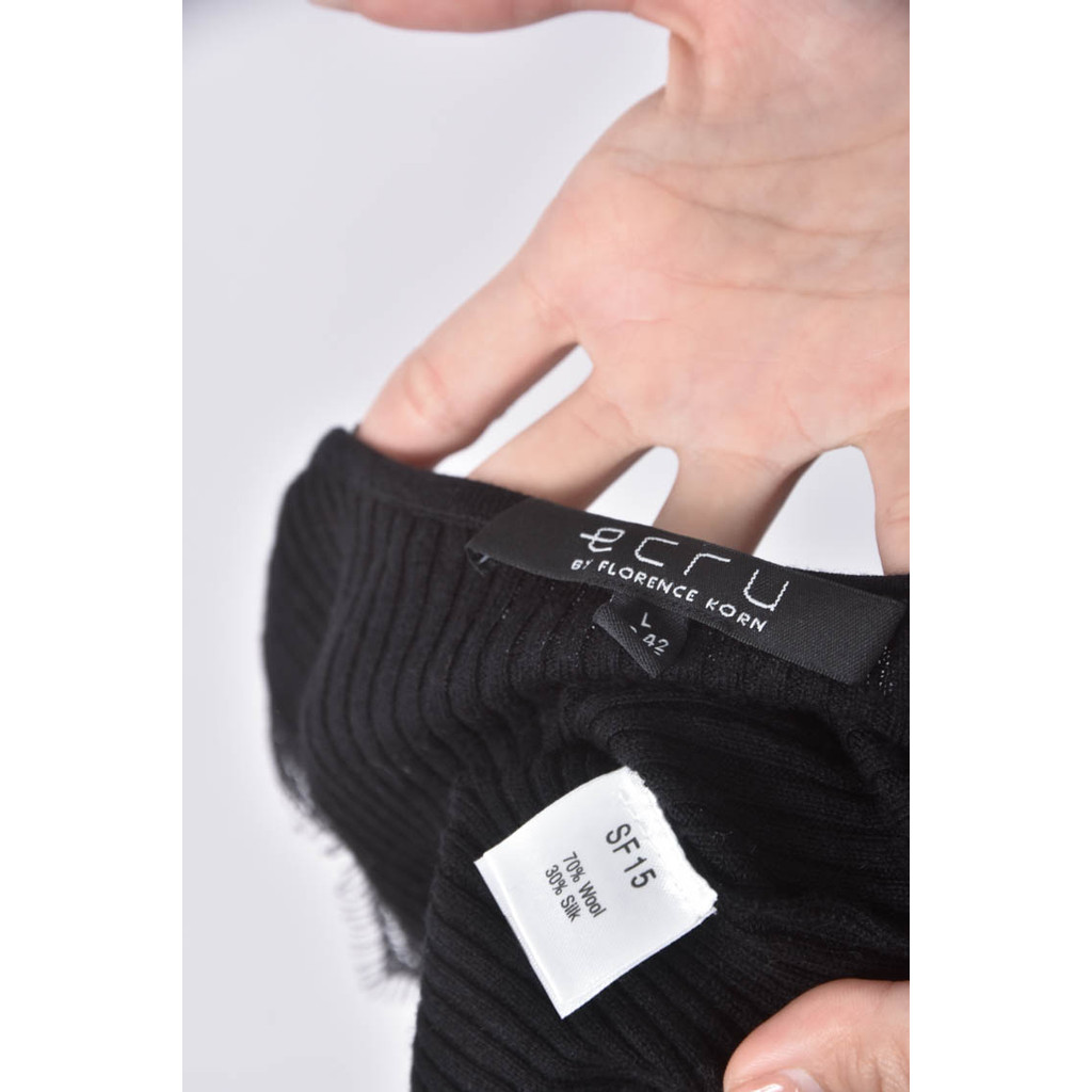 (S) ecru雷絲邊黑色上衣二手衣, , large