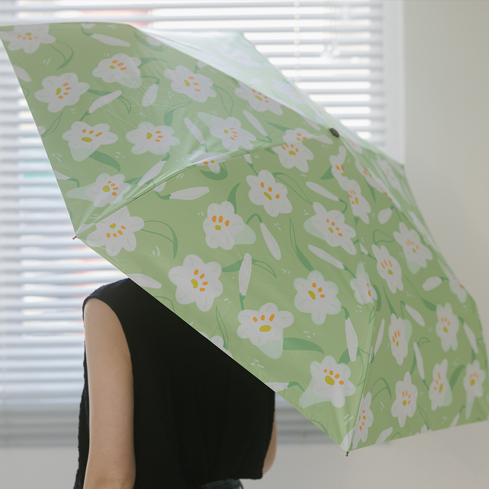 【rento】UV Protection Automatic Umbrella with Black Coating – Lily, , large