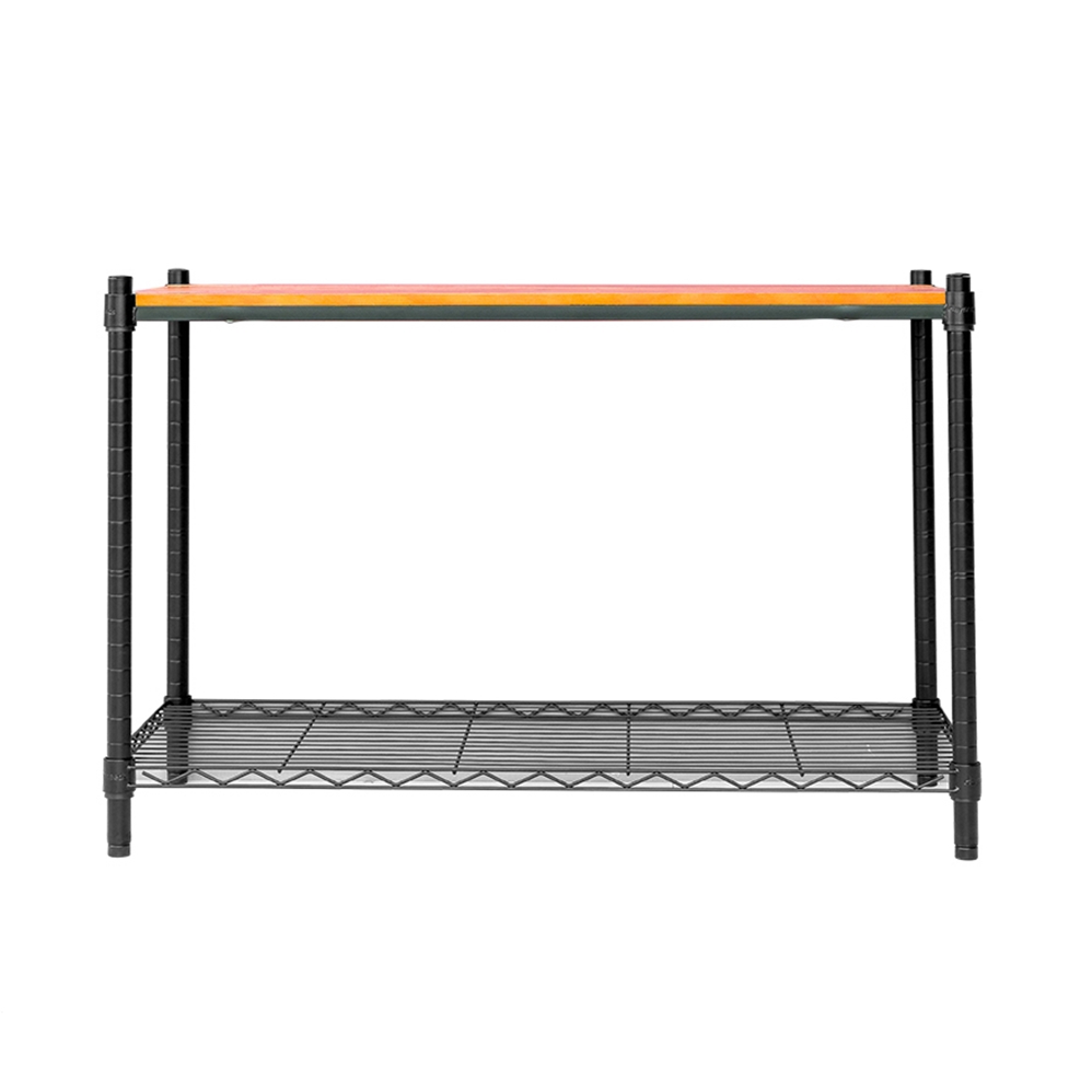 【Y HOUSE】90x45x60cm pine two-layer storage rack rack iron rack - black teak, , large