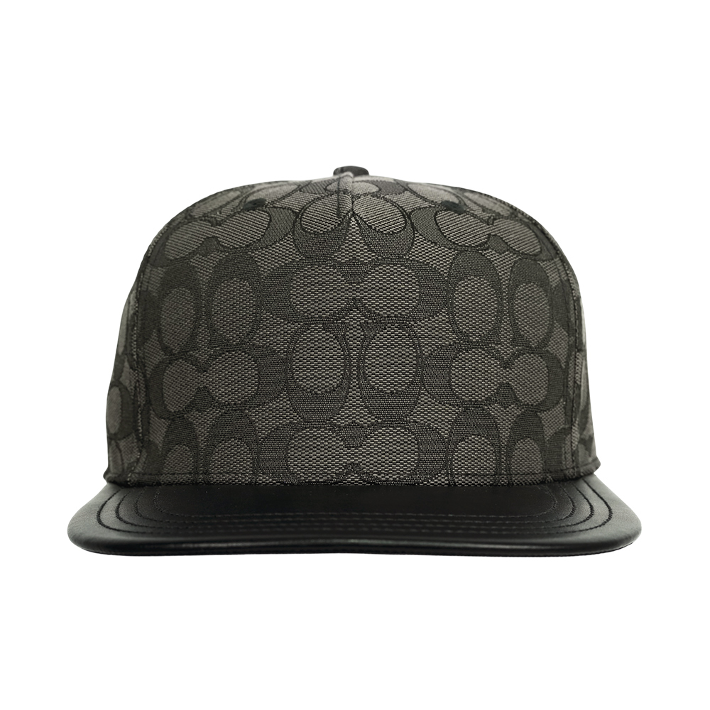 COACH CC Logo 緹花布及皮革棒球帽 M-L/炭灰色/黑色, , large