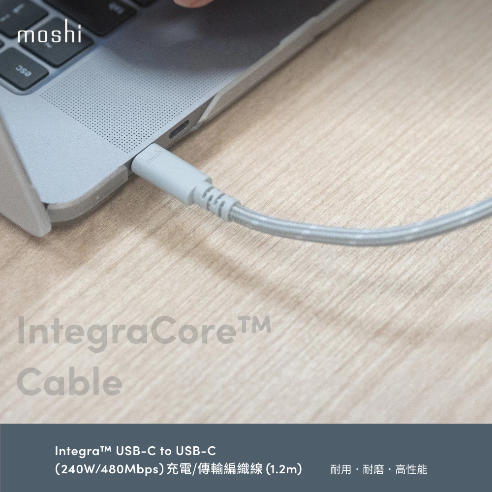 Moshi【快充組】Rewind GaN 20W 充電頭+USB-C to USB-C 充電線 (灰), , large
