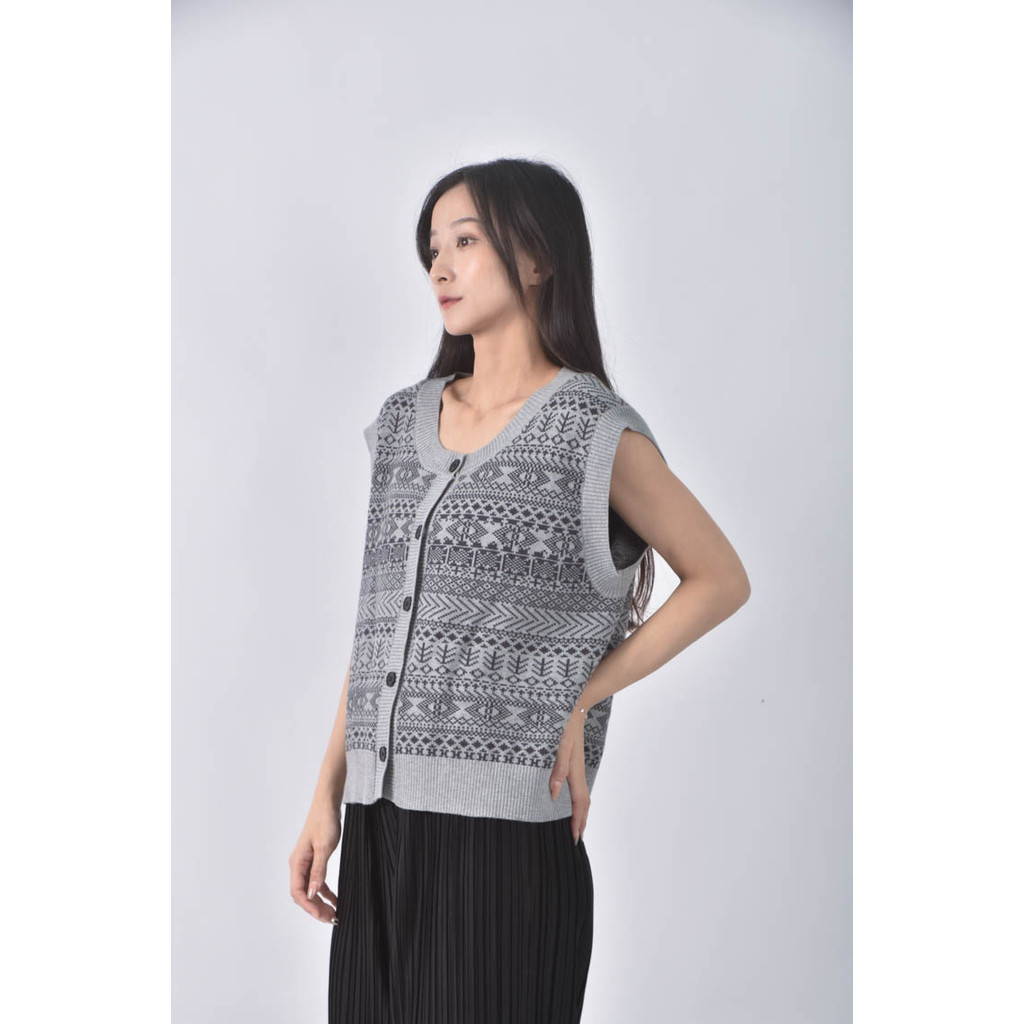 (L) queen shop背心灰色毛衣二手衣, , large