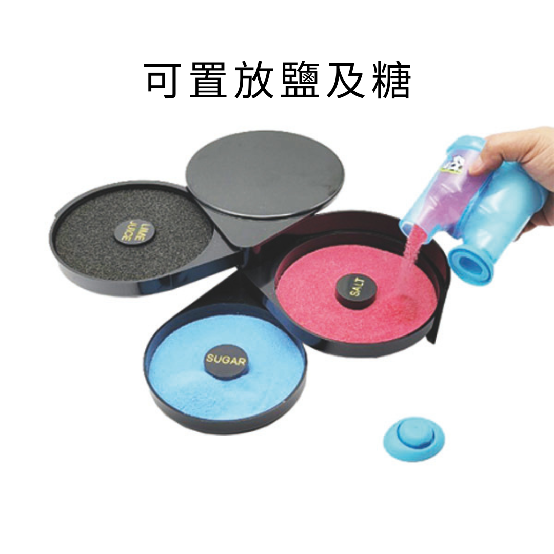 [巴果果]三格沾鹽盒 附防塵蓋 黑色調味碟 BR-03-BK, , large