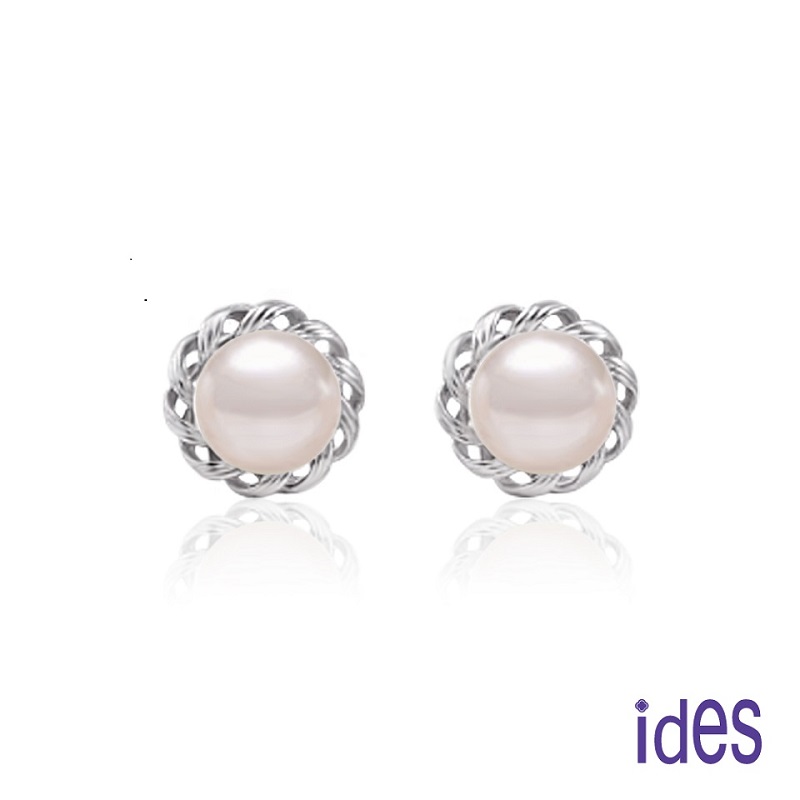 [ides愛蒂思] 日本設計AKOYA經典系列天然珍珠耳環7-8mm/(氣質), , large