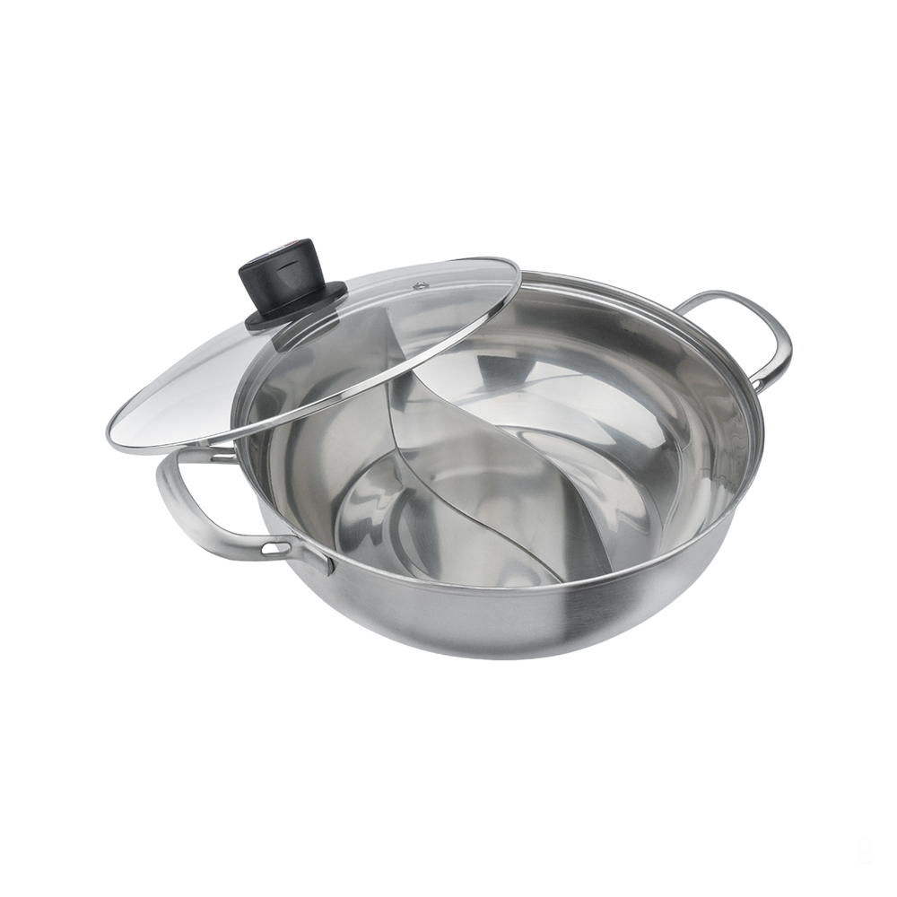 CLARE 可蕾爾 晶鑽304不鏽鋼鴛鴦鍋附蓋 28cm-Leidea樂德兒, , large