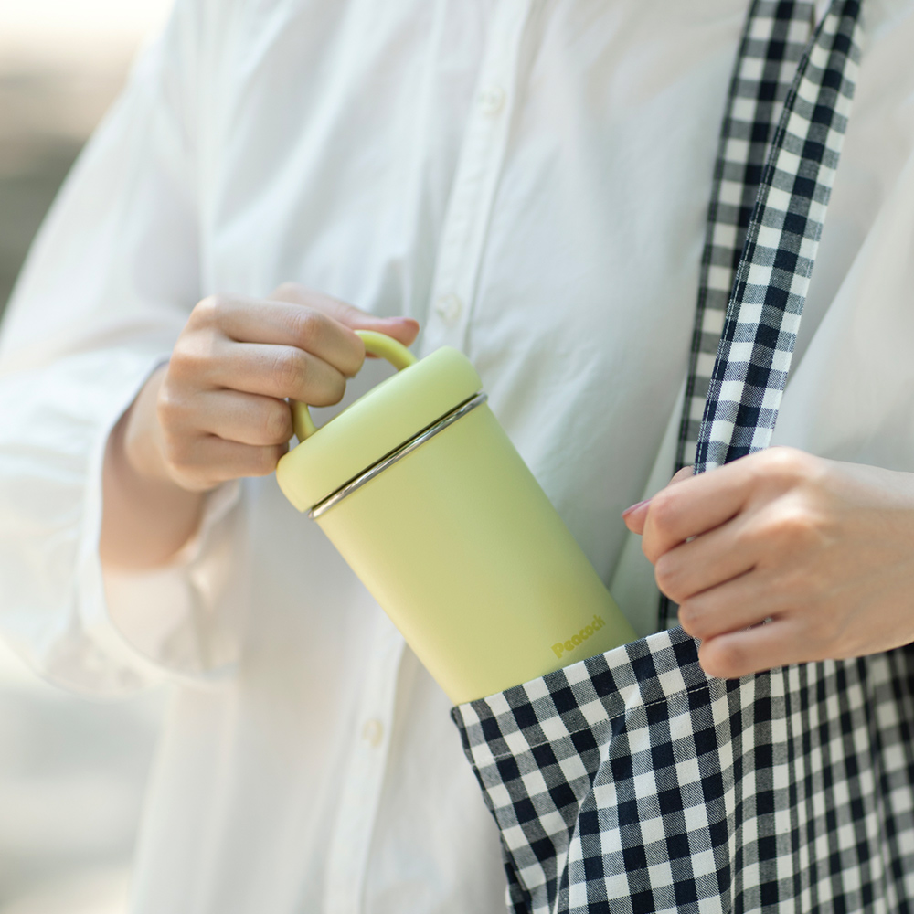 【日本孔雀Peacock】316不鏽鋼 手提式City城市 咖啡杯 保冷保溫杯400ML(上蓋可拆洗)-黑, , large