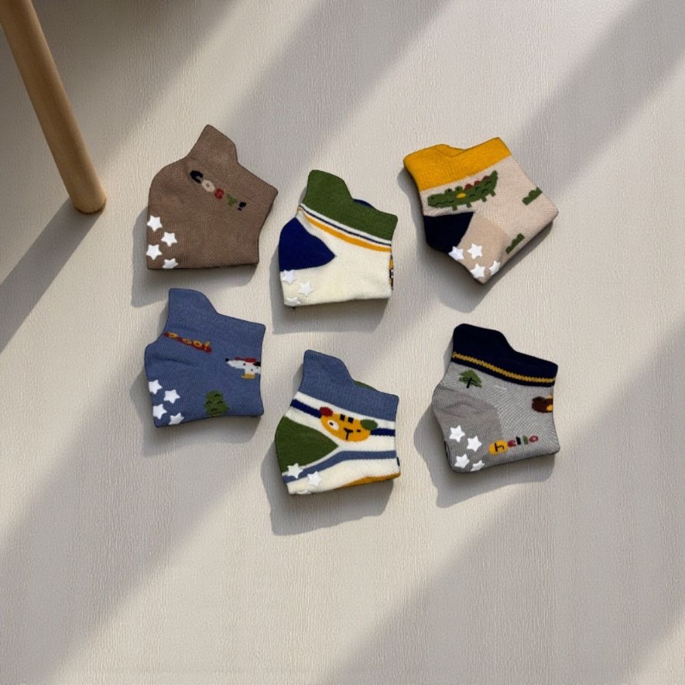 [凱美棉業]10雙組 隨機出色 純棉止滑童襪 粉嫩日常款 男童女童襪 卡通童襪 可愛襪 13-16cm, , large