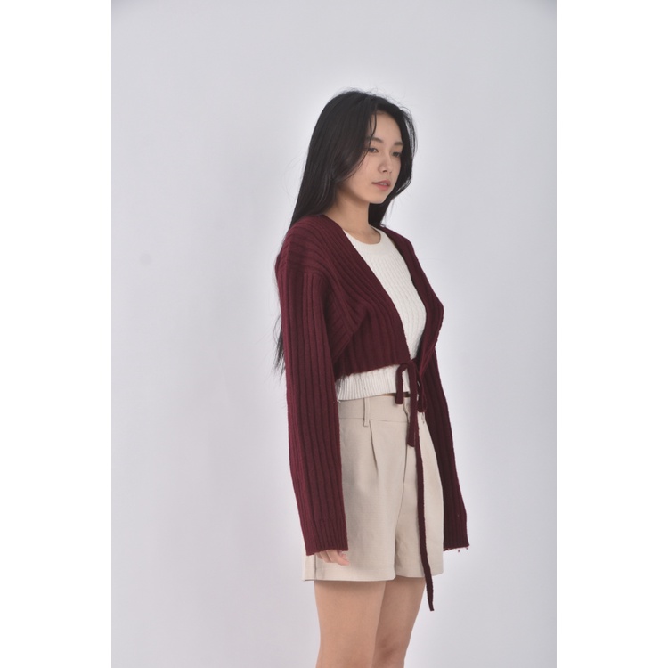 (F) 【智恩私服】eleven質感修身短版酒紅色罩衫二手衣, , large