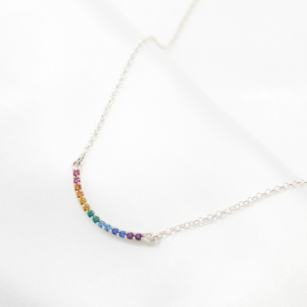 【Angel & Me】Smile Rainbow s925 sterling silver necklace Birthday gift, , large