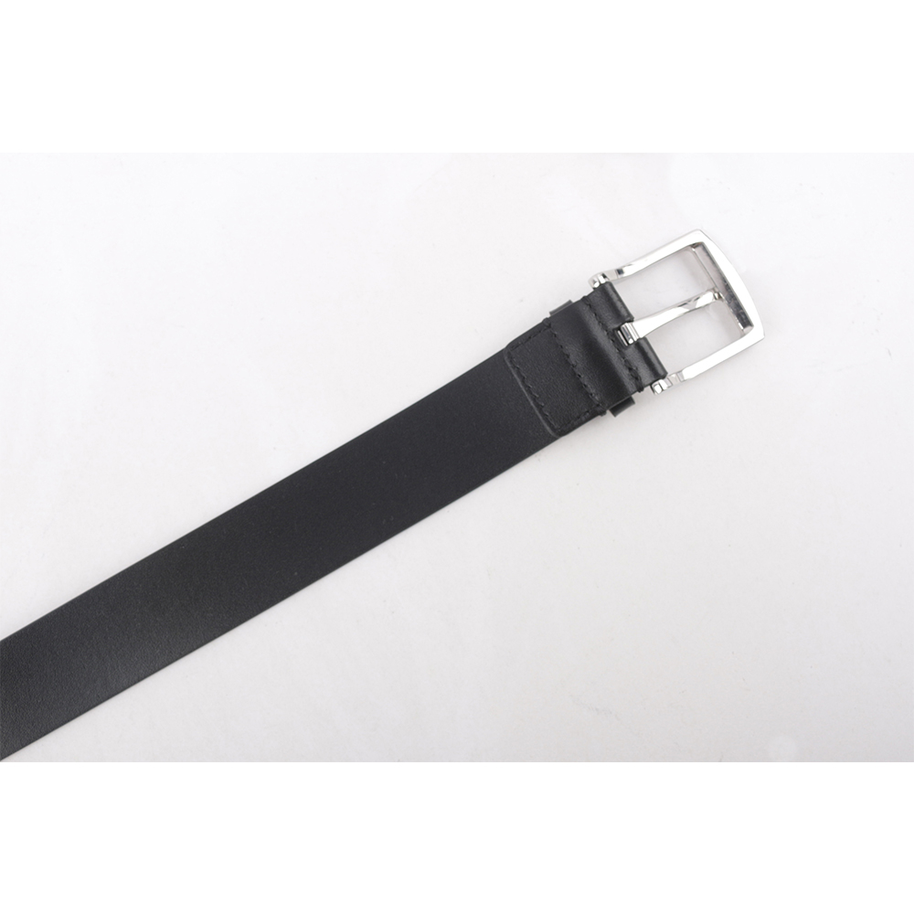 BURBERRY 銀色方釦經典帆布拼牛皮寬3.5cm/80cm皮帶/米色, , large