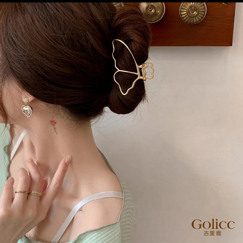 【Gulicc】古莉可 髮夾 韓系金屬簍空 蝴蝶髮夾, , large