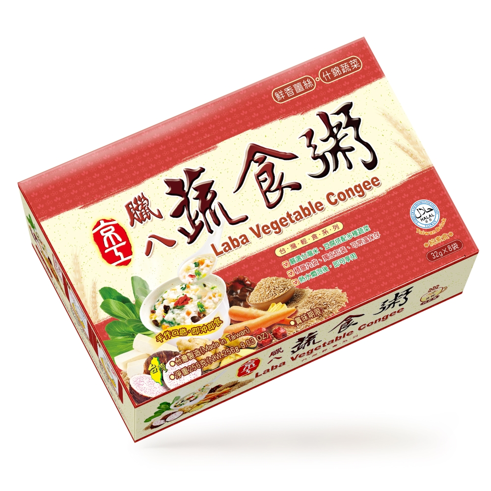 【京工】 臘八蔬食粥 32 g*8包/盒 即沖即飲 沖泡粥 常温 素食