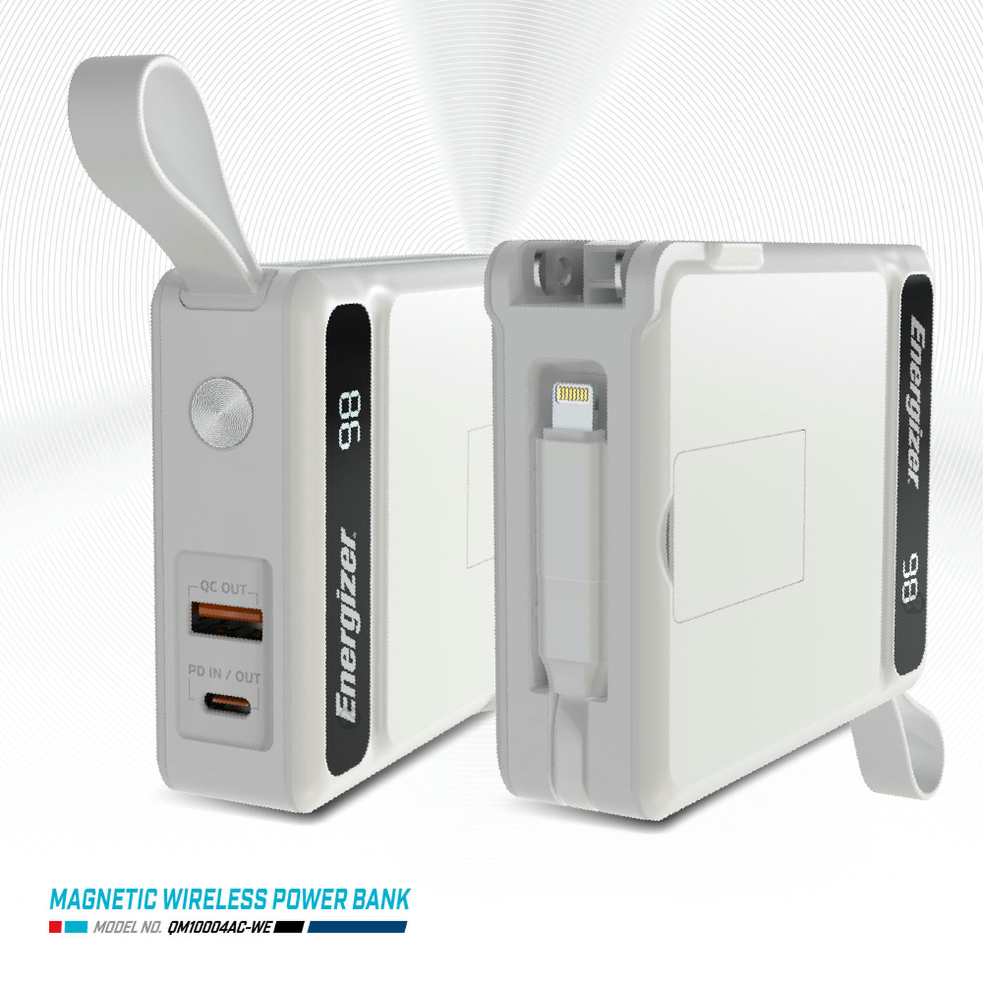 ENERGIZER 10-in-1 Wireless Power Bank 10000mAh QM10004AC White - Official Distributor, , large