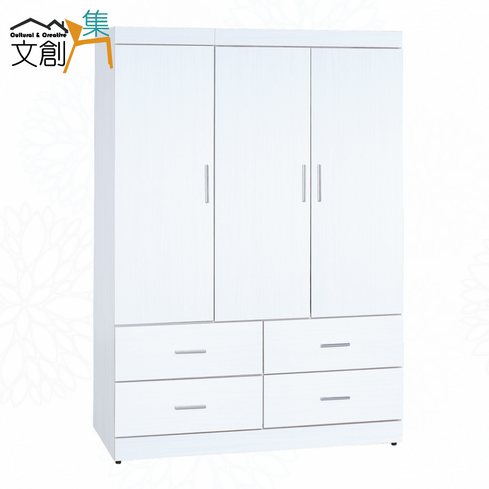 【文創集】卡蒂柏4尺三門四抽衣櫃(客約商品), , large