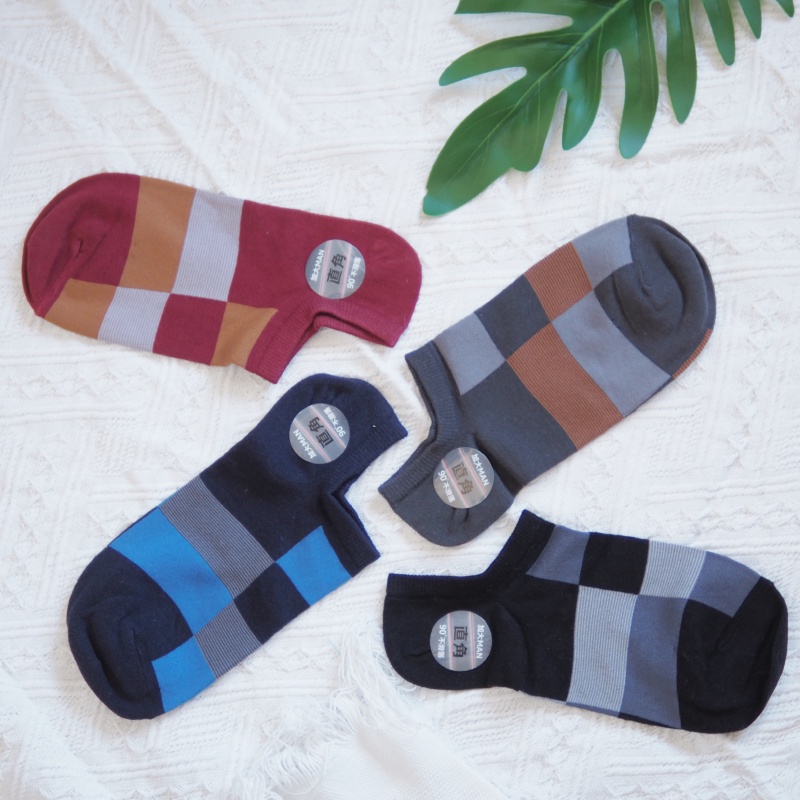 [Kaimei Cotton Industry] 10 pairs set, random and excellent, MIT made in Taiwan, pure cotton, extra large combed cotton, right angle socks, color block splicing style, , large