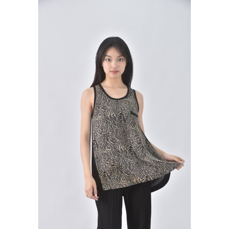 (S) osan質感無袖黑色上衣二手衣, , large