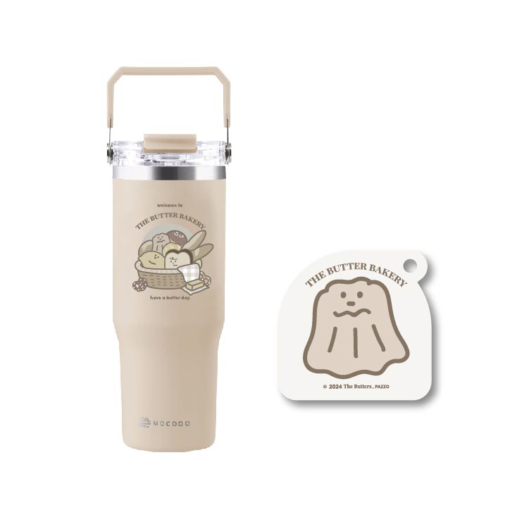 奶油家族 × 伴佳家 陶瓷雙飲提提杯 奶茶色, , large