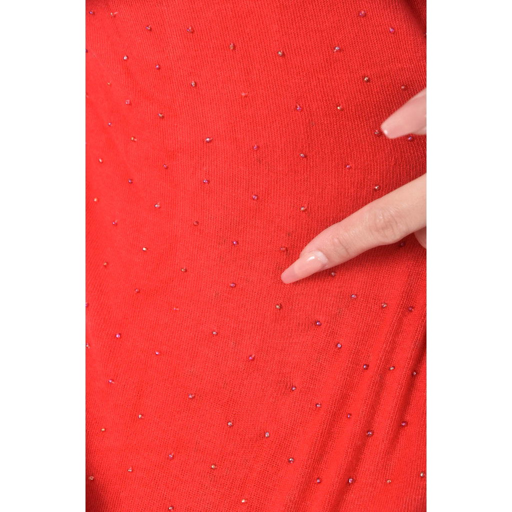 (S) 圓鑽紅色長袖上衣二手衣, , large