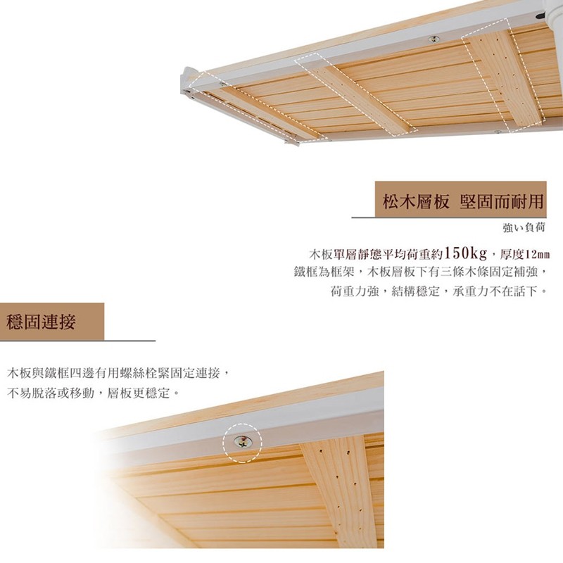 【Y HOUSE】60x30x180cm pine five-layer storage rack rack iron rack - black paint, , large