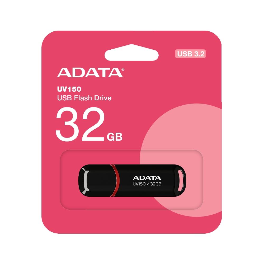 【ADATA 威剛】UV150 32G 黑色 USB 3.2 Gen 1 高速 隨身碟, , large