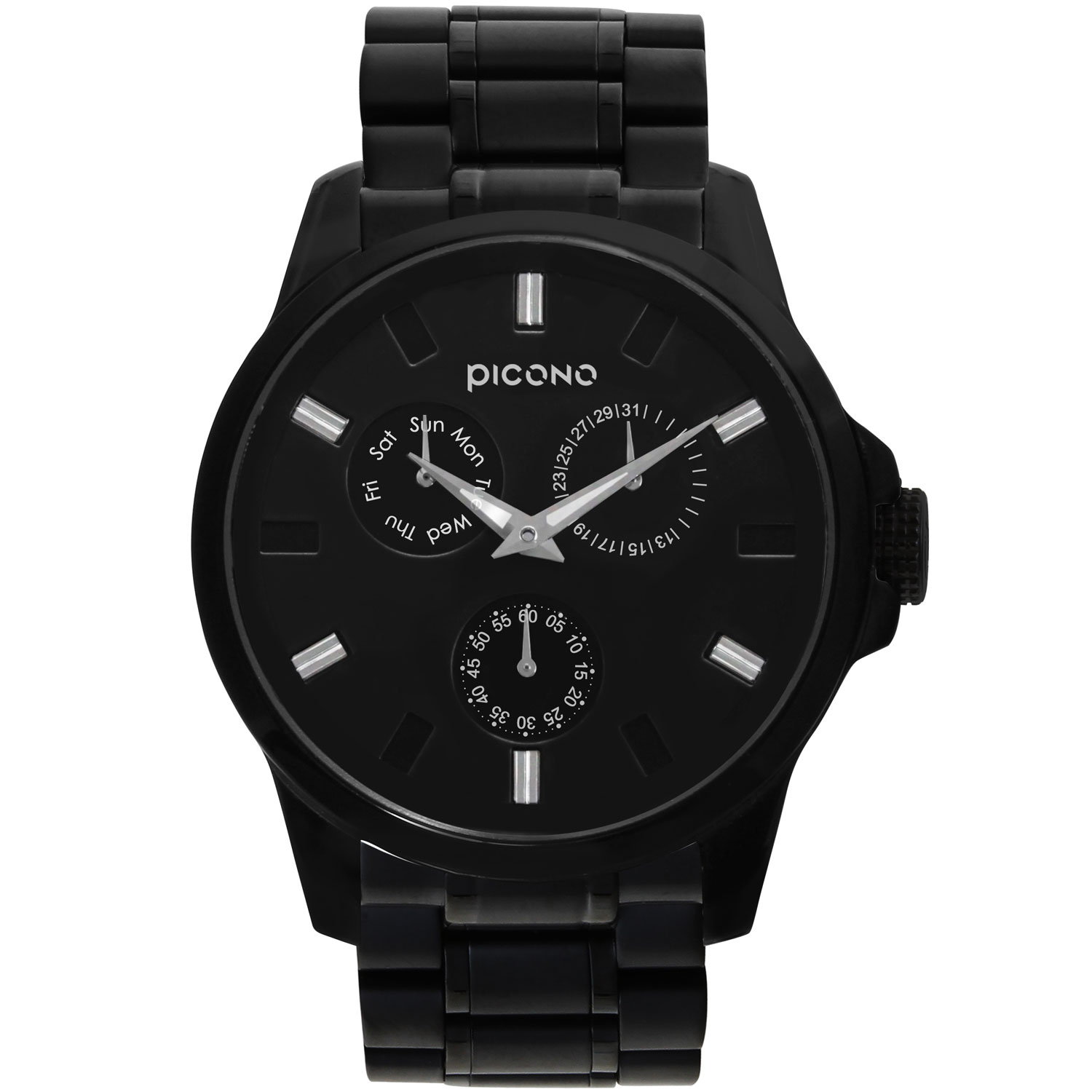 【PICONO】NO.91 collection minimalist fashion watch- Black / Stainless steel NO-9101, , large