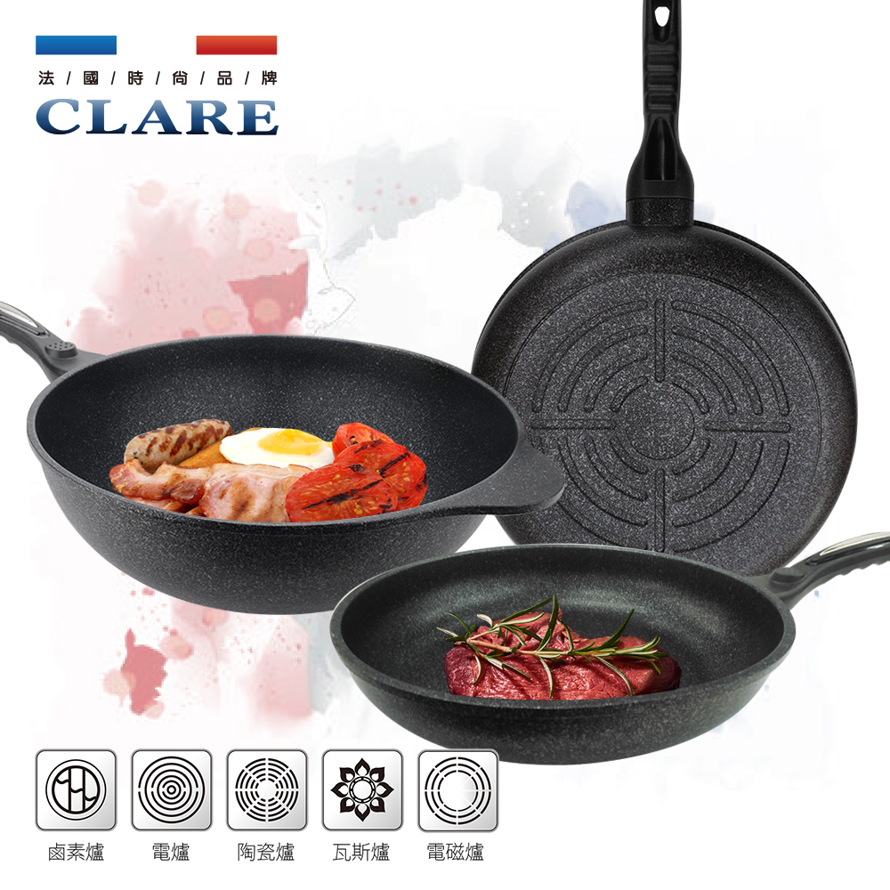 CLARE 可蕾爾 韓式不沾炒鍋IH附蓋 32cm-Leidea樂德兒, , large
