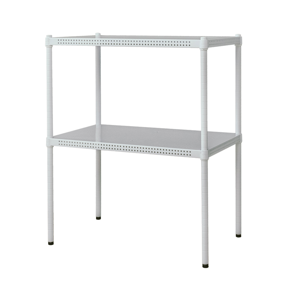 【Y HOUSE】75x45x75cm perforated board two-layer shelf perforated board shelf iron rack - paint white, , large