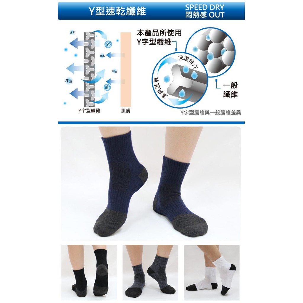 【D&G】乾爽1/2毛巾底男襪<丈青>D510 男襪 短襪 除臭襪, , large